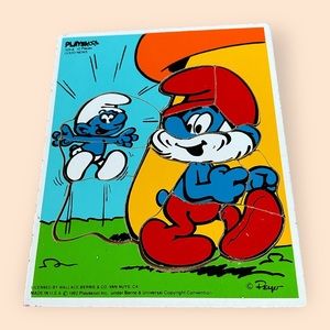 Vintage 1982 Made In The USA Playskool Wooden Smurf Puzzle
